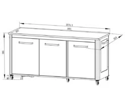 Cozze Outdoor Tisch 3 Türen 180x60x90 Cm -CAFIRO Verkaufsgeschäft 90528 20 01 2