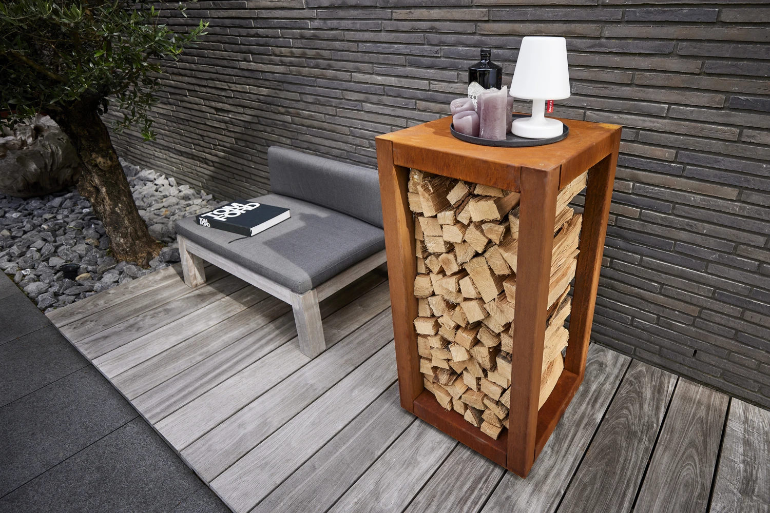 Holzlager Cortenstahl RB73 QUARUBOX 8 Holzlager Cortenstahl RB73 QUARUBOX – Bild 8